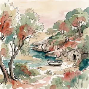 Tintenzeichnung - Wüstenlandschaft